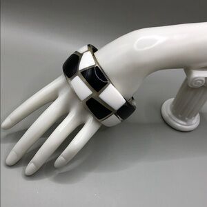 Lucite checkered checker colorblock statement style bangle vintage.